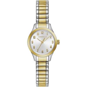 Caravelle by Bulova Ladies’ Traditional Mini 3-Hand Quartz Expansion Band Watch, Arabic Markers, 24mm(Two Tone Gold)