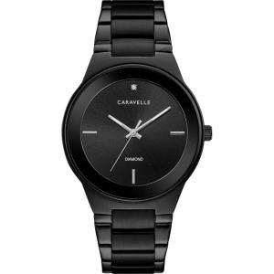 Caravelle by Bulova Men’s Modern 3-Hand Quartz Stainless Steel Watch, Diamond, 40mm(Black)