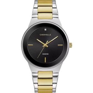 Caravelle by Bulova Men’s Modern 3-Hand Quartz Stainless Steel Watch, Diamond, 40mm(Two Tone Gold)
