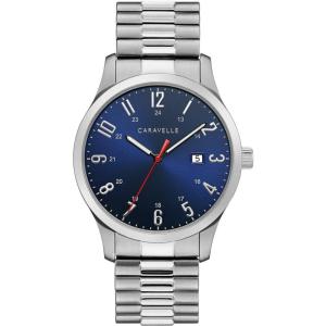 Caravelle by Bulova Men’s Traditional Quartz Stainless Steel 3-Hand Date Quartz Watch with Expansion Band, 40mm