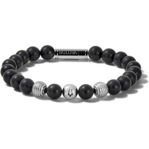 Men’s Classic Beaded Bracelet with Cylinder Clasp(Stainless Steel)