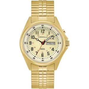 Men’s Traditional 3-Hand Day and Date Quartz Watch, Light Up, Stainless Steel, 40mm(Gold Tone)