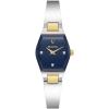 Bulova Ladies Modern Gemini Diamond Silver and Gold Stainless Steel Watch,Tonneau Shape Blue Dial, Model: 98P218