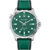 Bulova Men’s Marine Star Quartz Silver Stainless Steel Watch, Leather and Silicone Strap, 100M Water Resistant, 43mm(Green)