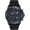 Bulova Men’s Marine Star Series A Black and Blue Ion-Plated Stainless Steel 6-Hand Chronograph Quartz Watch, Black Silicone Strap, 40mm Style: 98B308