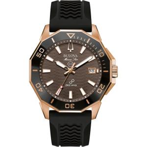 Bulova Men’s Marine Star High Performance Quartz Series C Watch, Black Silicone Strap, Brown Dial (Style: 98B421)