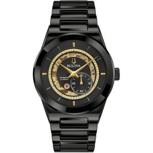 Bulova Men’s Modern Millenia 3-Hand Automatic Ceramic Watch, Open Aperture, Edge-to-Edge Crystal(Black)