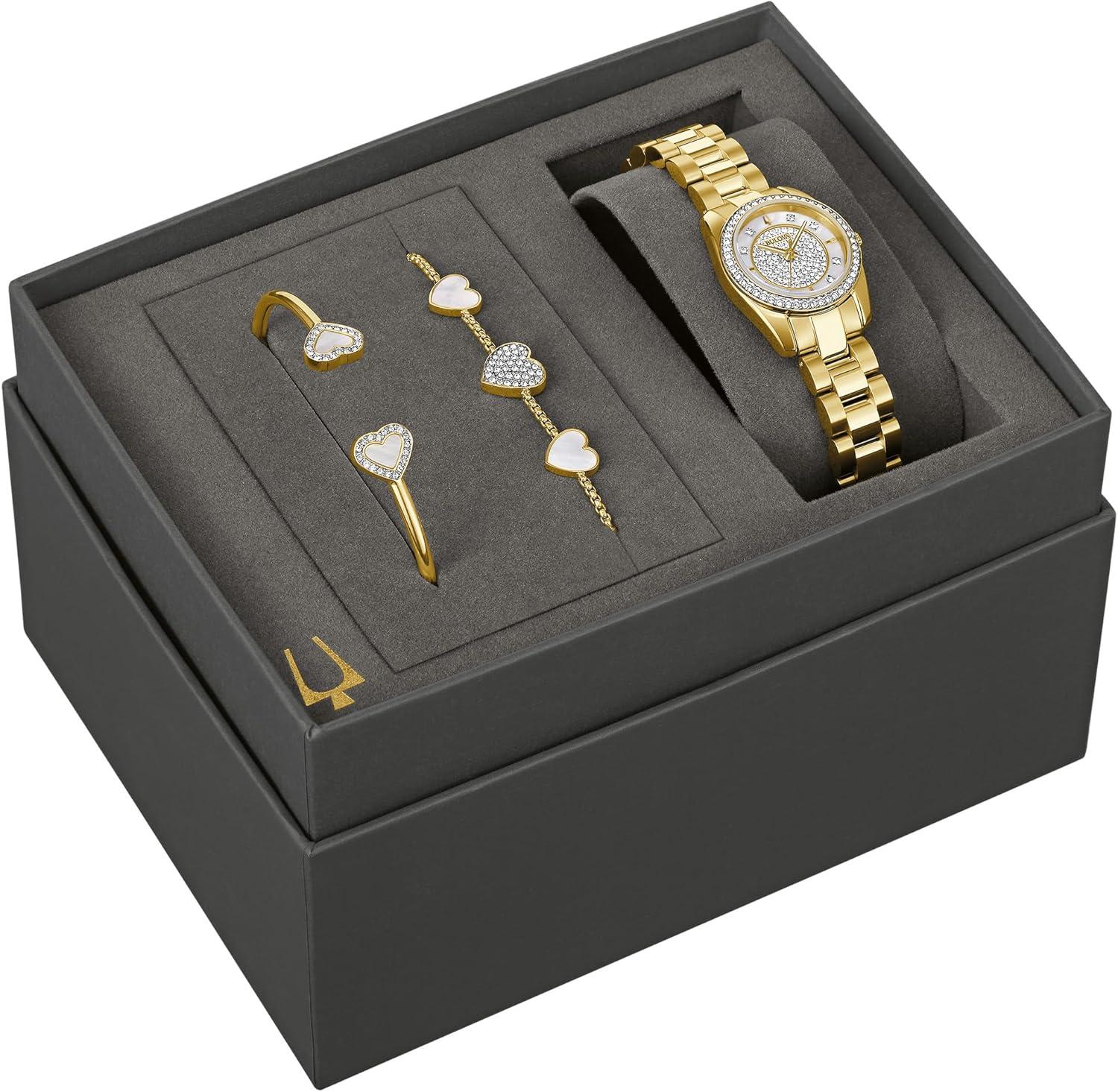 imageBulova Crystal Collection Ladies Watch amp Bracelet Gift Set