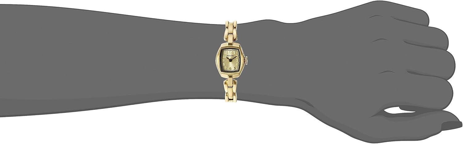 imageBulova Ladies Classic Dress Mini 2Hand Quartz Watch Stainless Steel Arabic MarkersGold Tone