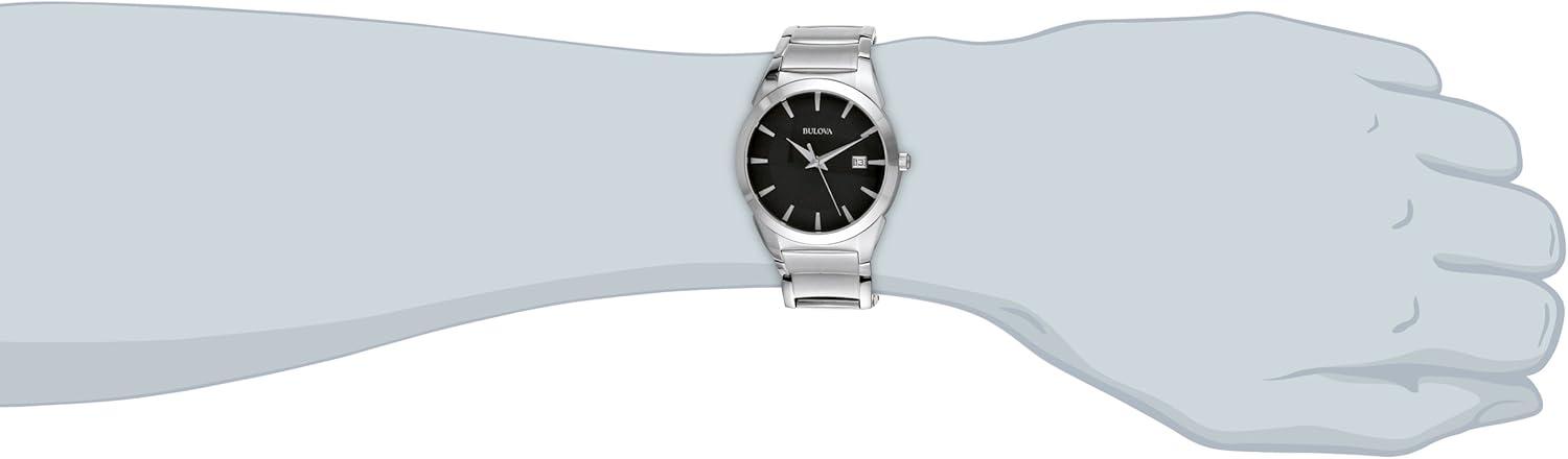 imageBulova Mens 3Hand Calendar Date Quartz Watch Patterned Dial 38mm Style 96B149