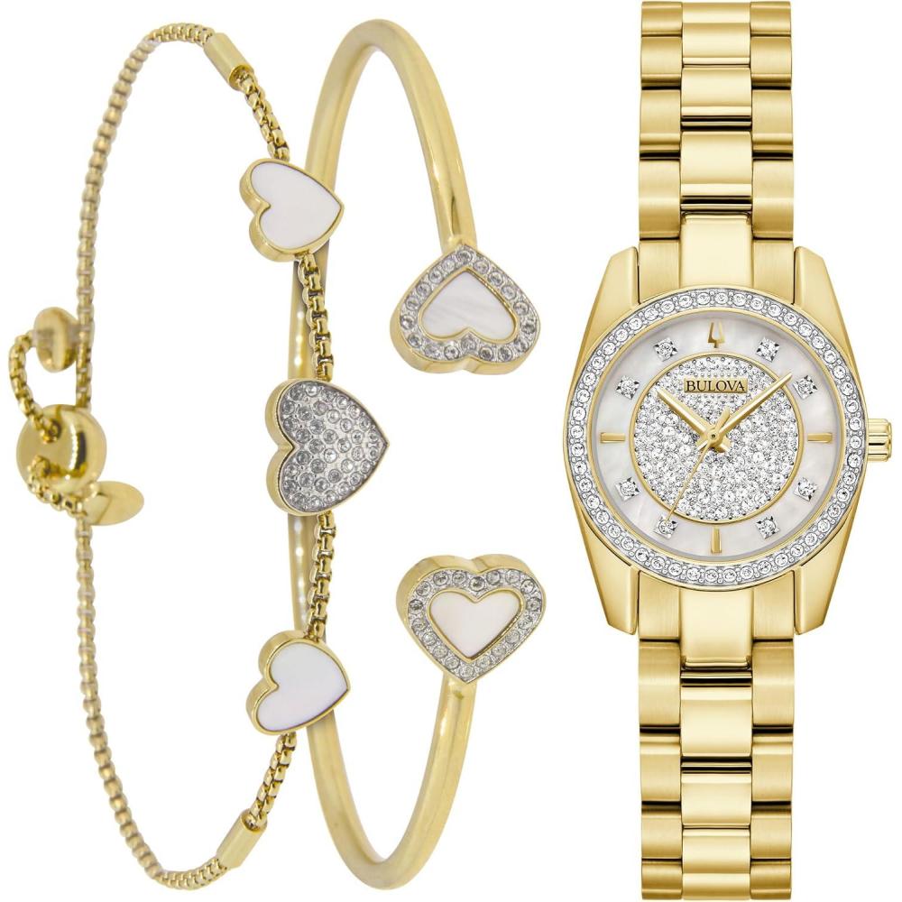 imageBulova Crystal Collection Ladies Watch amp Bracelet Gift Set