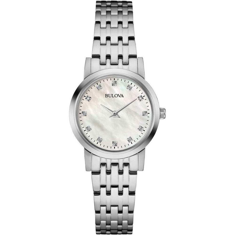 imageBulova Ladies Petite Classic Stainless Steel 2Hand Quartz Watch White MotherofPearl 27mm Style 96P175