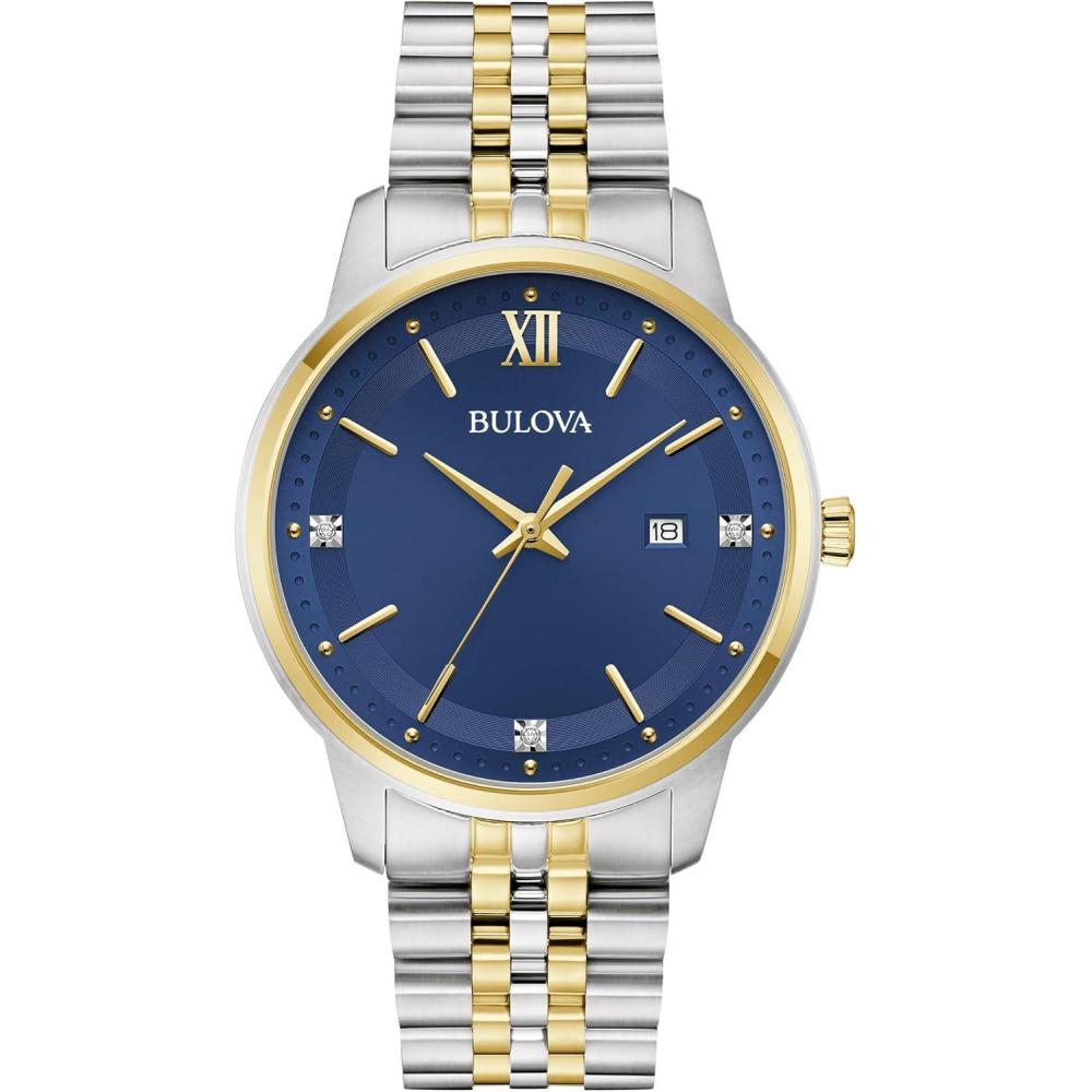 imageBulova Mens Classic 3Hand Diamond Quartz Two Tone Stainless Steel Watch Style98D188