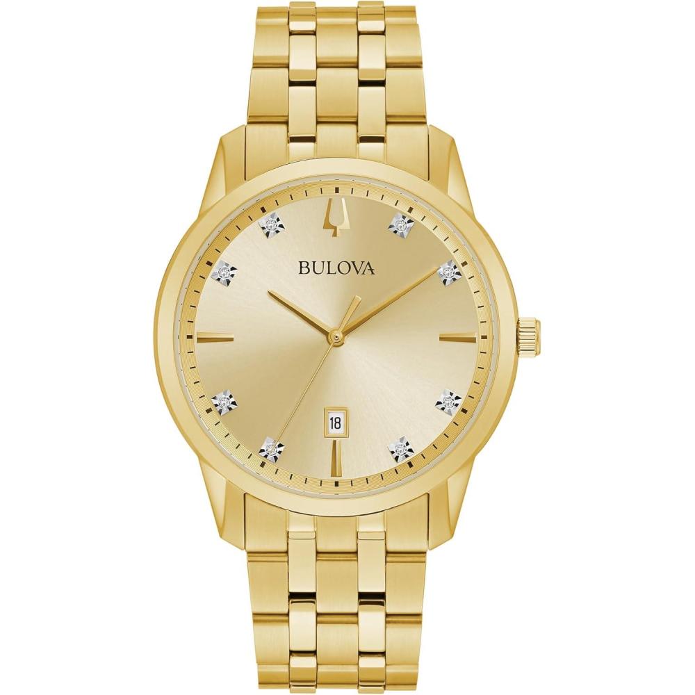 imageBulova Mens Classic Diamond Sutton 3Hand Quartz Watch 40mmGold