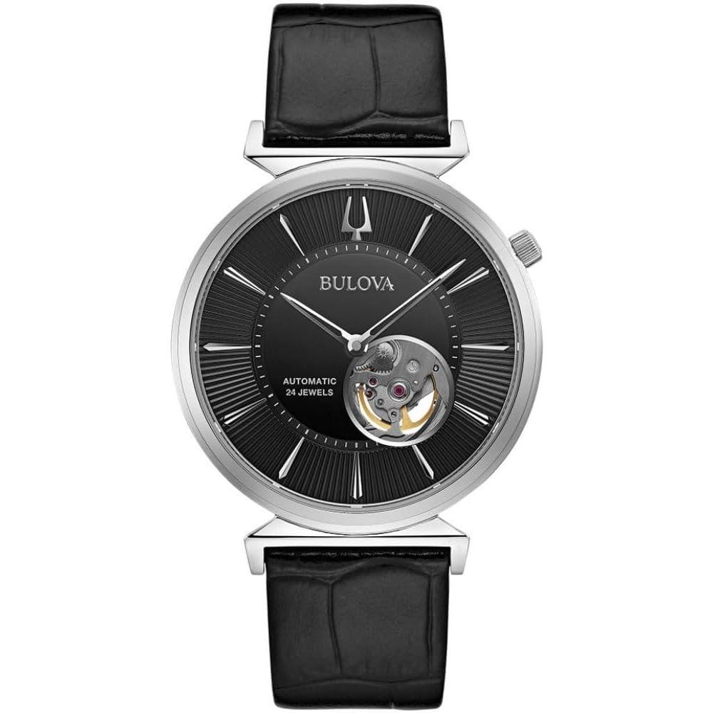 imageBulova Mens Classic Regatta Slim Automatic Leather Strap WatchClassic Regatta