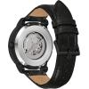 Bulova Men’s Classic 3-Hand Automatic Leather Strap Watch, 21-Jewels, Hack Feature, Luminous Hands and Markers,Open Aperture and Exhibition Case Back(Black Strap/Black Ion-Plated)