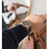 Bulova Men’s Classic 3-Hand Automatic Leather Strap Watch, 21-Jewels, Hack Feature, Luminous Hands and Markers,Open Aperture and Exhibition Case Back(Brown Strap/ Rose Gold)