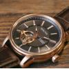 Bulova Men’s Classic 3-Hand Automatic Leather Strap Watch, 21-Jewels, Hack Feature, Luminous Hands and Markers,Open Aperture and Exhibition Case Back(Brown Strap/ Rose Gold)