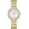 Bulova-Ladies’ Crystal Gold-Tone Stainless Steel Box Set with White Mother-of-Pearl Dial 3-Hand Quartz-Watch and MOP Crystal Accent Hearts Pendant-Necklace, 30mm Style:98X138