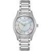 Bulova Ladies’ Classic Diamond 3-Hand Quartz Stainless Steel Watch, 16 Diamonds, Mother-of-Pearl Dial, Curved Mineral Crystal(Silver Tone)