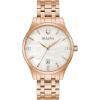 Bulova Ladies’ Classic Diamond Dial Stainless Steel 3-Hand Calendar Date Quartz Watch(Rose Gold)
