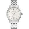 Bulova Ladies’ Classic Diamond Dial Stainless Steel 3-Hand Calendar Date Quartz Watch(Silver)