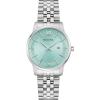 Bulova Ladies’ Classic Diamond Two-Tone Gold Stainless Steel 3-Hand Calendar Date Quartz Watch(Silver/Aqua Dial)