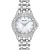 Bulova Ladies’ Classic Stainless Steel 3-Hand Quartz Watch, Diamond Dial and Bezel with White Mother-of-Pearl Dial Style: 96R233