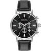 Bulova Men’s Classic Aerojet Stainless Steel 6-Hand Chronograph Watch with Black Leather Strap, 41mm Style: 96B262