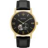 Bulova Men’s Classic Dress 3-Hand 21- Jewel Automatic Watch, 42 Hour Reserve, Hack Feature, Sub-Second Hand, Open Aperture Dial, Exhibition Case Back, 42mm(Black Leather/Gold Tone)