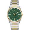 Bulova Mens Dress Classic Quartz Two Tone Stainless Steel Watch, Patterned Dial, 39mm(Two-Tone Gold/Green Dial)