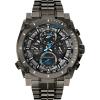 Bulova Men’s Icon High Precision Quartz Chronograph Watch, Curved Mineral Crystal(Black Ion-Plated/Blue Accents)