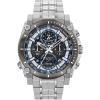 Bulova Men’s Icon High Precision Quartz Chronograph Watch, Curved Mineral Crystal(Stainless Steel/Grey and Blue Accents)