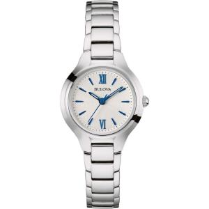 Bulova Ladies’ Classic Dress 3-Hand Quartz Stainless Steel Watch(Stainless/Blue Accents)