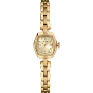 Bulova Ladies’ Classic Dress Mini 2-Hand Quartz Watch, Stainless Steel, Arabic Markers(Gold Tone)