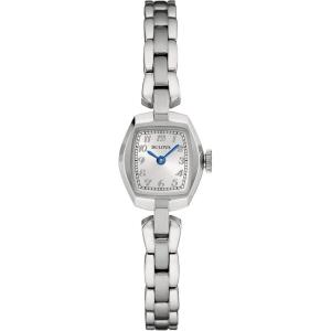 Bulova Ladies’ Classic Dress Mini 2-Hand Quartz Watch, Stainless Steel, Arabic Markers(Silver/Blue Accents)
