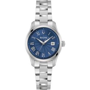 Bulova Ladies Classic Mini Wilton 3-Hand Quartz Silver Stainless Steel Watch, Day Date, 29mm(Silver/Rose Gold)