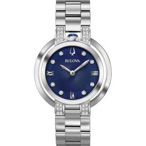 Bulova Ladies’ Rubaiyat Diamond Stainless Steel 2-Hand Quartz Watch, Blue Dial and Sapphire Crystal Style: 96R225