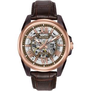 Bulova Men’s Automatic Strap Watch 96A187(Brown Leather Strap/ Rose Gold)