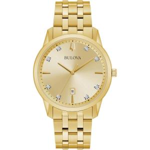 Bulova Men’s Classic Diamond Sutton 3-Hand Quartz Watch, 40mm(Gold)