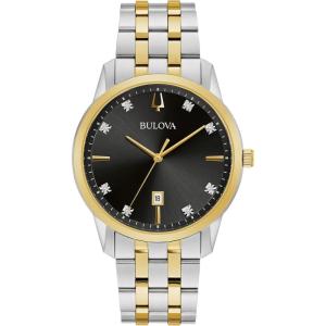 Bulova Men’s Classic Diamond Sutton 3-Hand Quartz Watch, 40mm(Two Tone/ Gold)