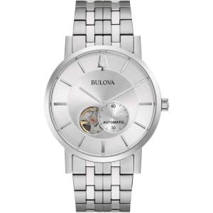 Bulova Men’s Classic Dress 3-Hand 21- Jewel Automatic Watch, 42 Hour Reserve, Hack Feature, Sub-Second Hand, Open Aperture Dial, Exhibition Case Back, 42mm(Stainless Steel)