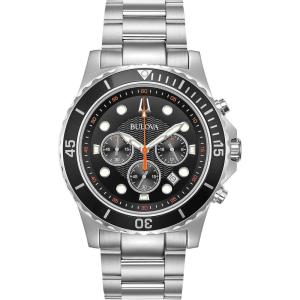 Bulova Men’s Classic Sport 6-Hand Chronograph Quartz Watch, Calendar Date, Luminous Hands and Markers, 100M Water Resistant, 44mm Style: 98B326