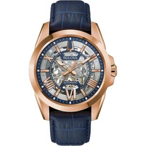 Bulova Men’s Classic Sutton 3-Hand 21-Jewel Automatic Watch, 42 Hour Power Reserve, Skeleton Dial, Luminous Hands, 100M Water Resistant, 43mm