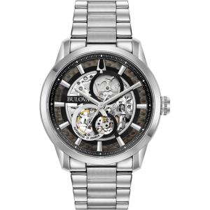 Bulova Mens Classic Sutton Automatic Stainless Steel Bracelet Watch(Silver-Tone/Black dial)
