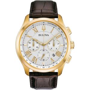 Bulova Men’s Classic Wilton Brown Leather Strap Watch 46.5mm – 97B169