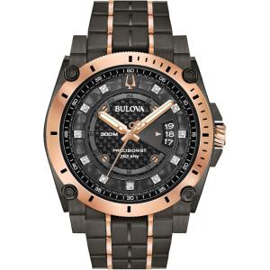 Bulova Men’s High Precisionist Quartz Icon Grey IP and Rose Gold Watch, Diamonds, 300M Water Resistant(Grey IP/Rose Gold)