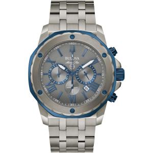 Bulova Men’s Marine Star ‘Series A’ Gray IP Stainless Steel with Blue Accents Chronograph Quartz Watch, 4mm Style: 98B411