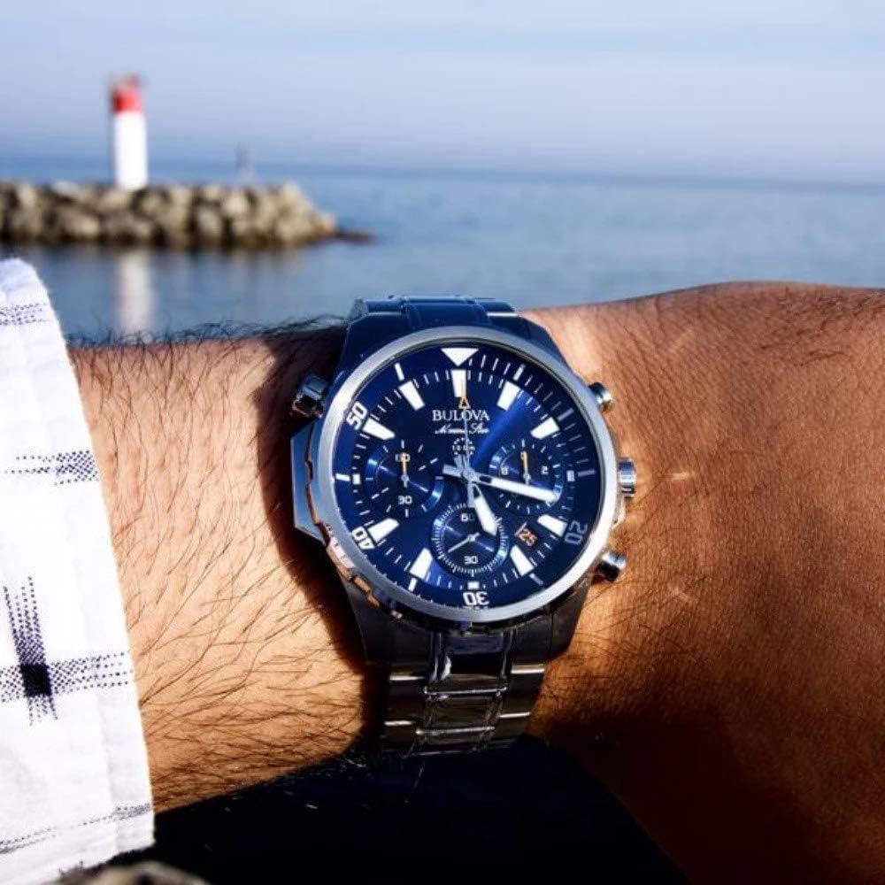 imageBulova Mens Marine Star Series B Stainless Steel 6Hand Chronograph Quartz Watch 100MStainless Blue