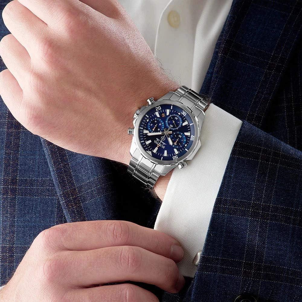 imageBulova Mens Marine Star Series B Stainless Steel 6Hand Chronograph Quartz Watch 100MStainless Blue